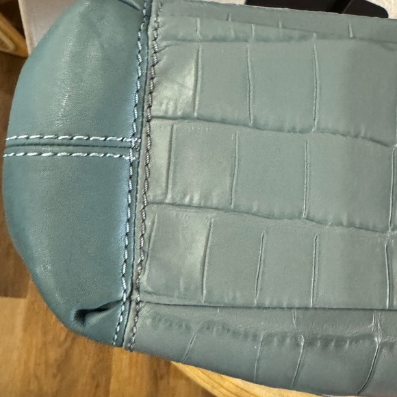 Coach Navy and Teal Croc-Embossed Shoulder Bag - Picture 8 of 16